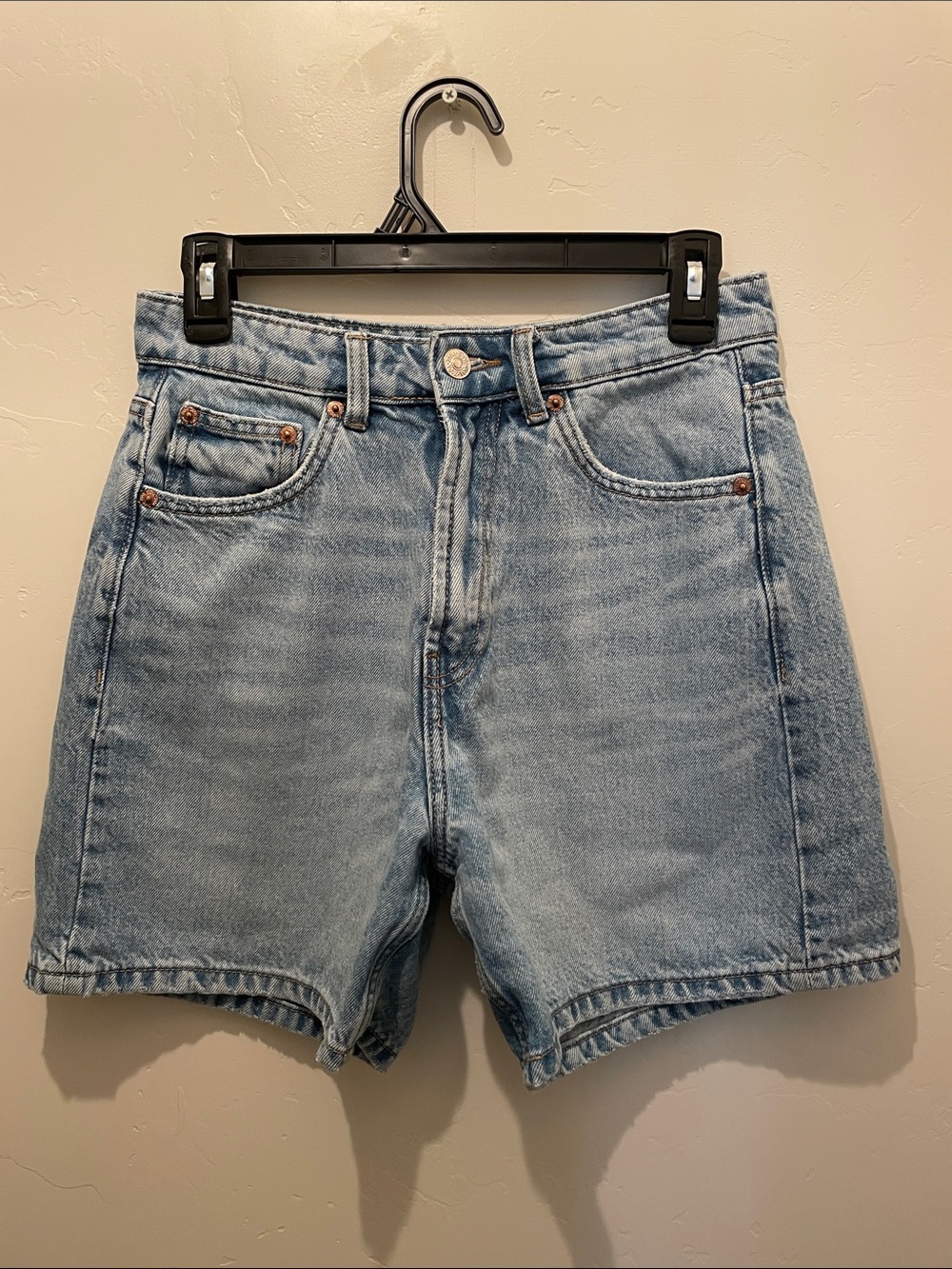 Zara Light Blue High-Waist Denim Jean Shorts